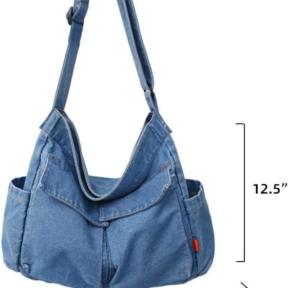 Denim Shoulder Bag Women Large Capacity Crossbody Casual Travel Purse - Picture 7 of 7